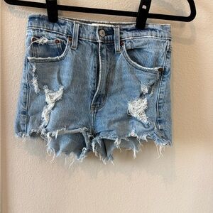 Abercrombie & Fitch Light Blue Distressed Jean Shorts